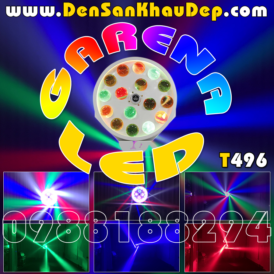 Đèn LED xoay 7 màu Garena 16x3w trang trí Karaoke VIP