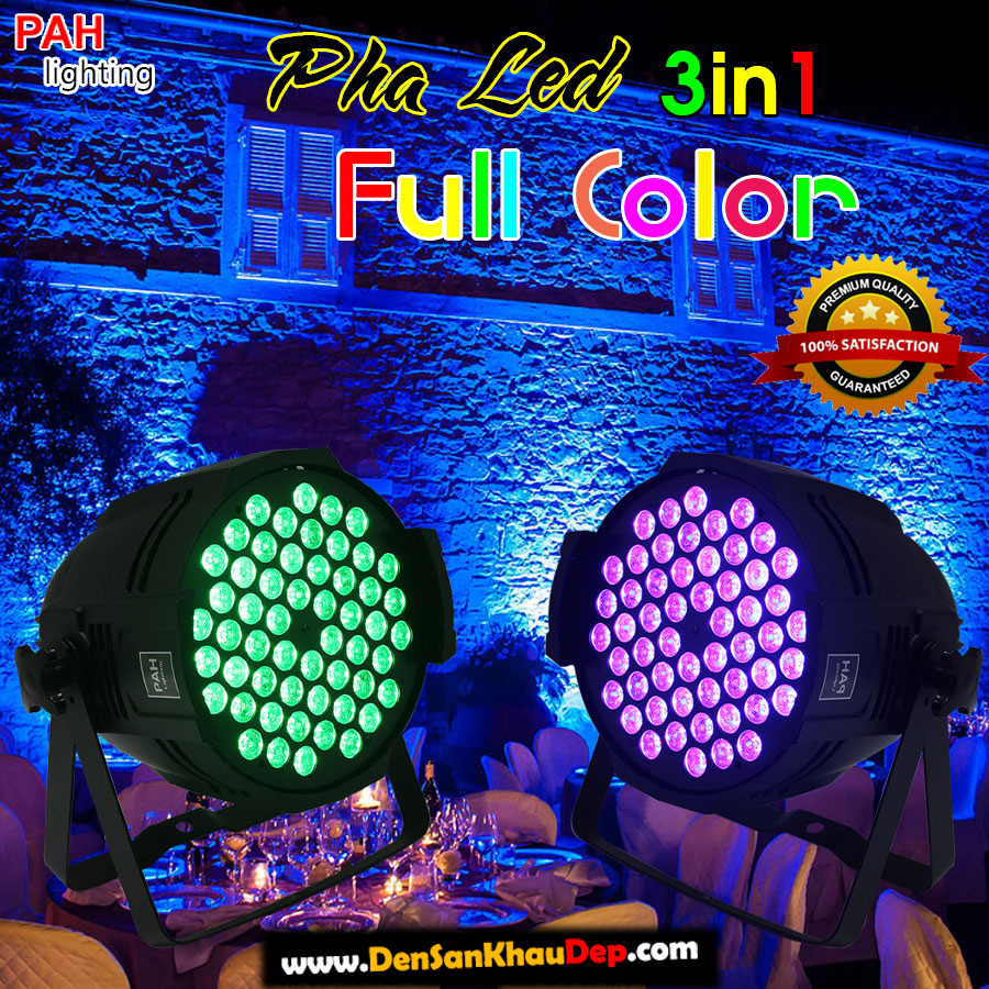 Đèn pha LED 54 full color 3in1 công suất 54 bóng với mỗi bóng là 1,5W siêu sáng