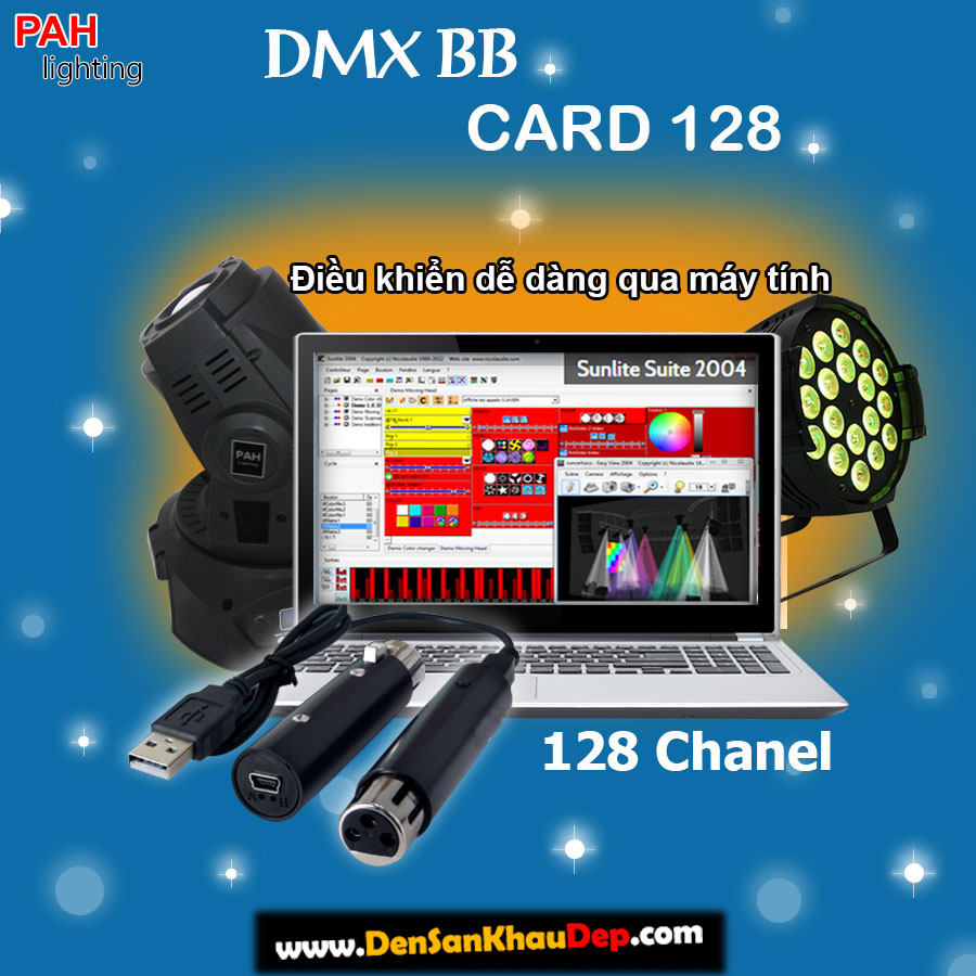 Card BB DMX 128 điều khiển hệ thống ánh sáng sân khấu