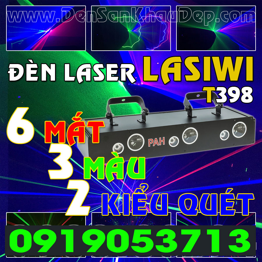 Đèn Laser 6 cửa 3 màu 2 kiểu quét trang trí sân khấu VIP, Karaoke VIP, Cafe DJ