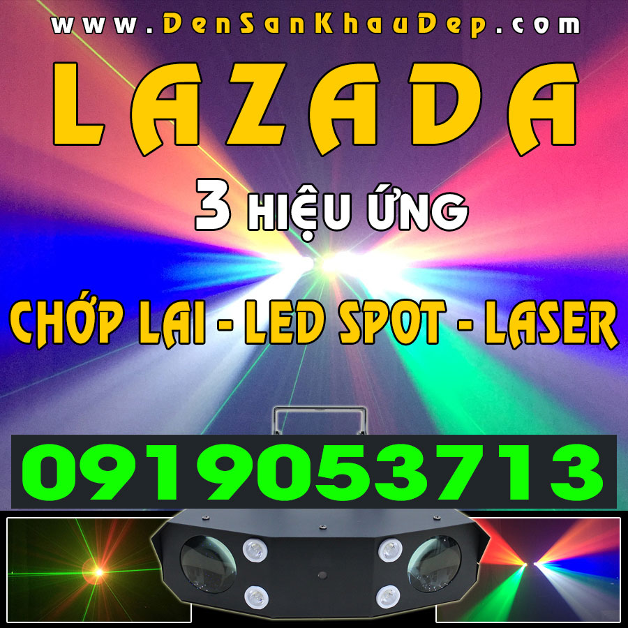 Đèn LED LaZaDa 3 hiệu ứng Chớp lai - LED hiệu ứng - Laser trang trí phòng hát Karaoke