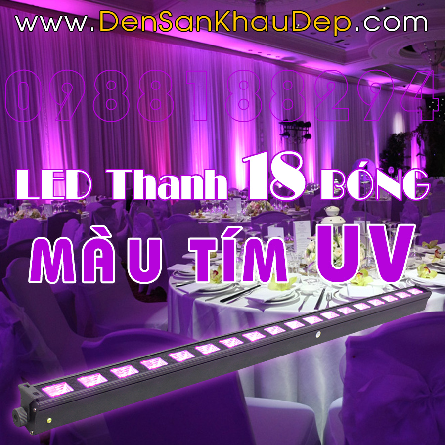 Đèn LED thanh màu tím UV phản quang huyền ảo trang trí sân khấu