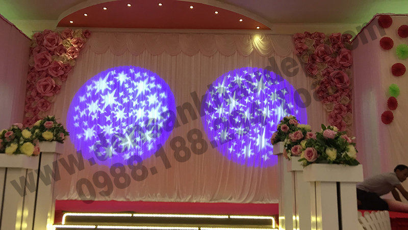 Thi công setup ánh sáng đèn sân khấu nhà hàng tiệc cưới Thu Trang - Bến Tre