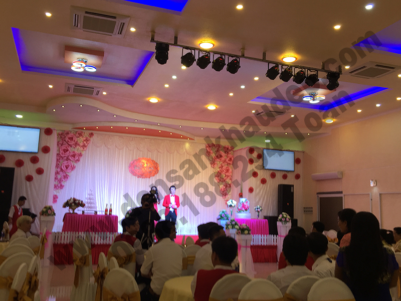 Thi công setup ánh sáng đèn sân khấu nhà hàng tiệc cưới Thu Trang - Bến Tre