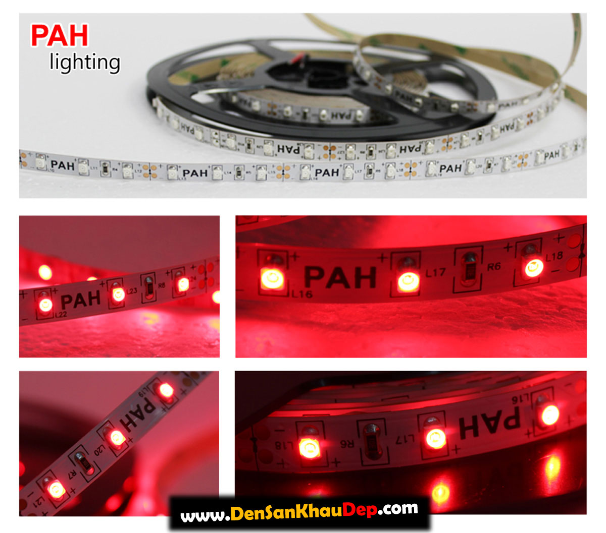 Đèn led dây 3528 màu đỏ hàng cao cấp thương hiệu PAH