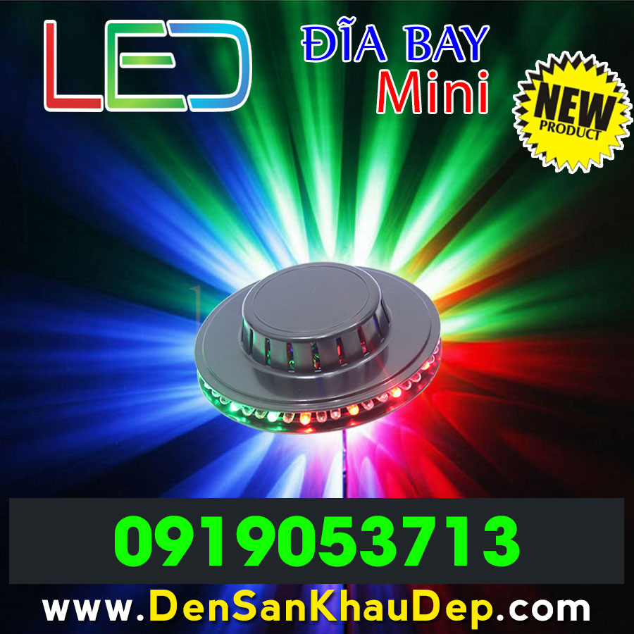 Đèn LED đĩa bay mini giá rẻ trang trí Karaoke, đèn LED bông 7 sắc màu cầu vòng