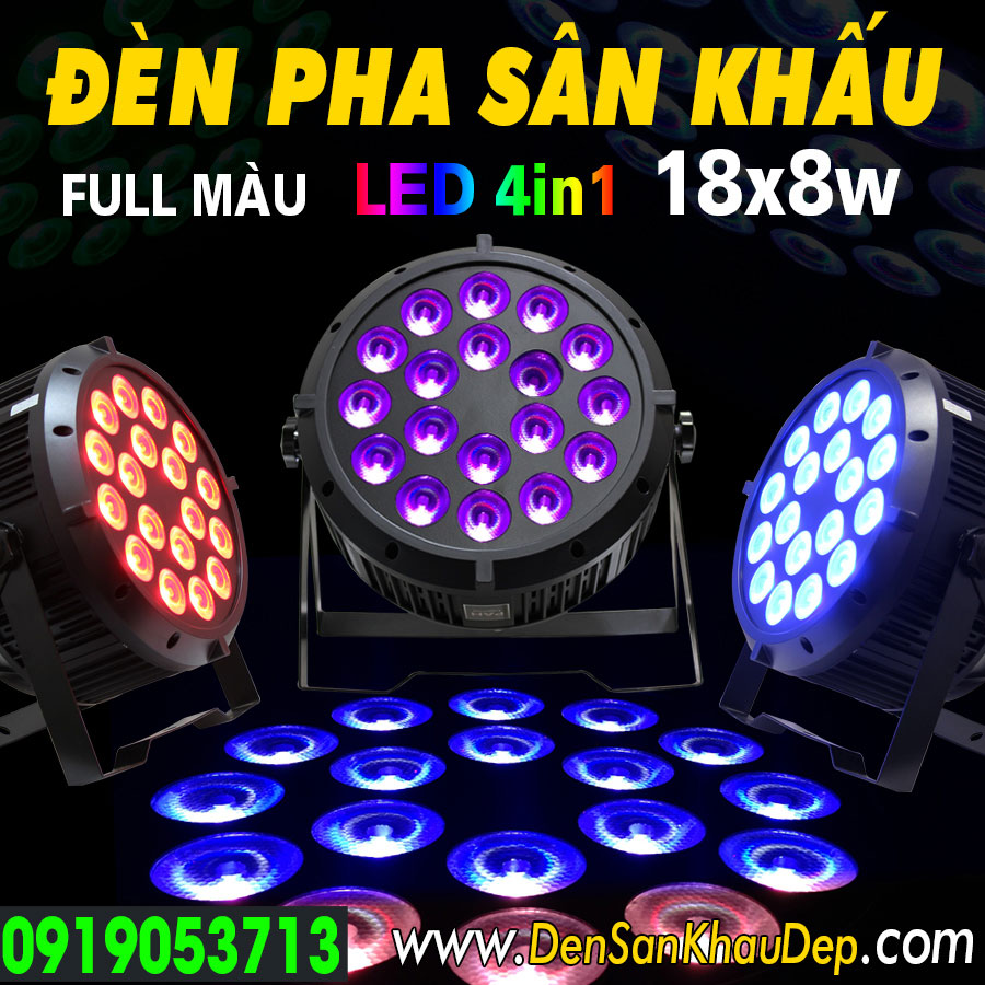 Đèn pha sân khấu LED 18x8W full màu sử dụng bóng LED 4in1