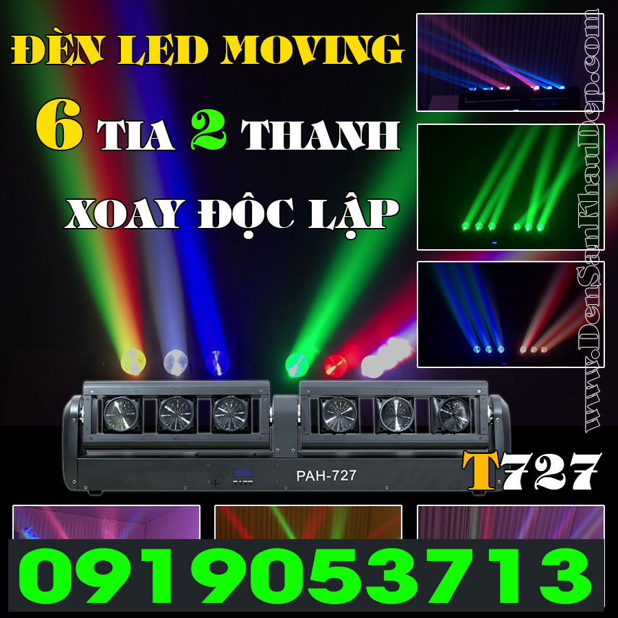 Đèn LED moving 6 đầu 2 thanh quay sử dụng cho Bar Beer club