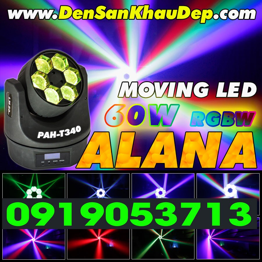 Đèn Moving Head LED 60W ALANA với 6 mắt trang trí Karaoke, BeerClub, Cafe DJ